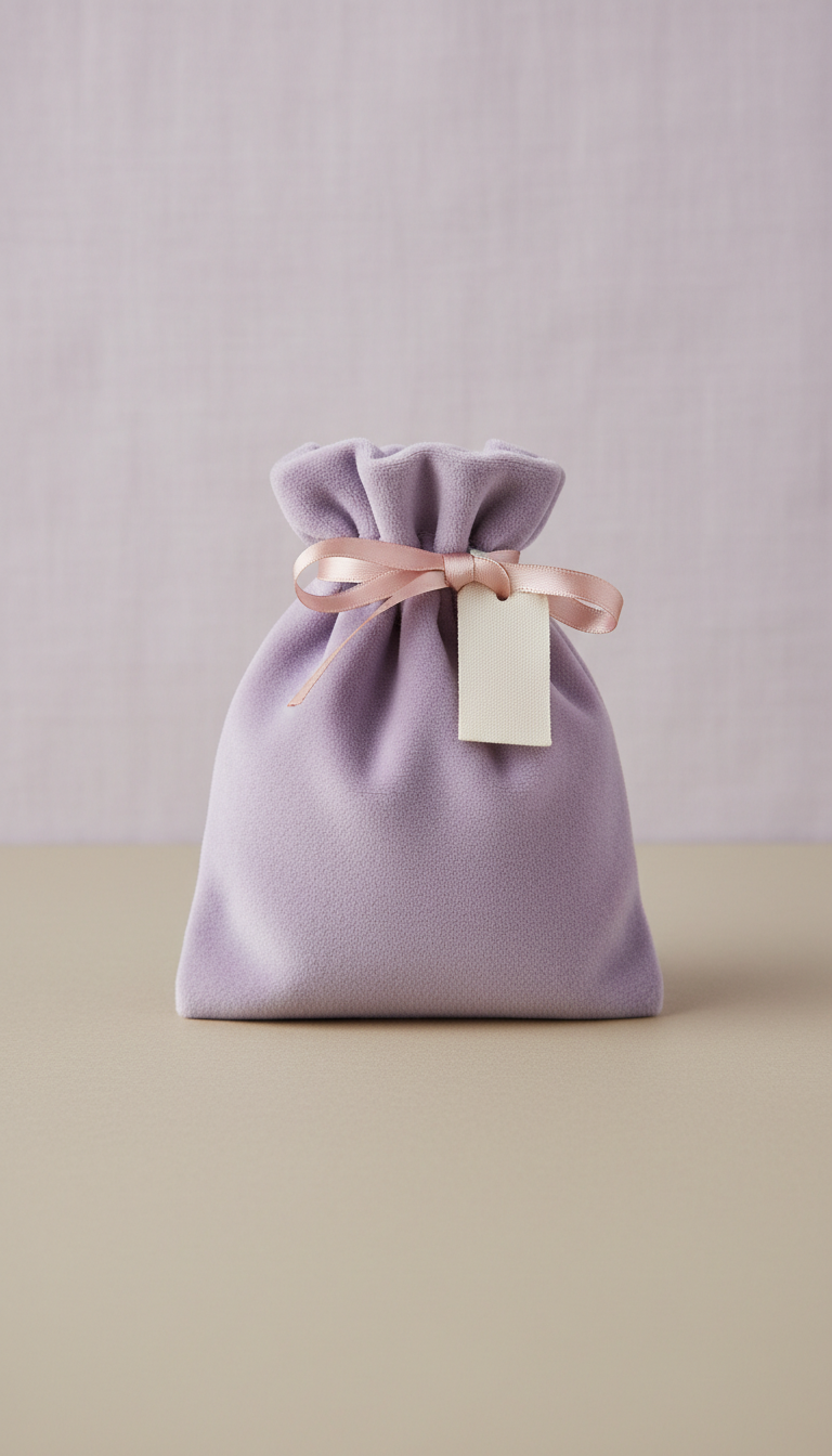Lilac Velvet Pouch with Satin Lining
