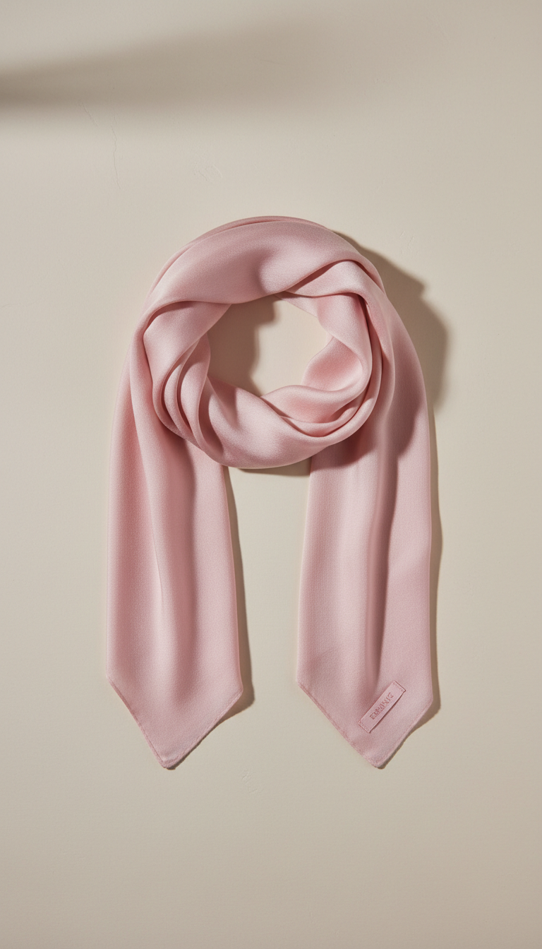 Blush Silk Scarf with Hand-Rolled Edges