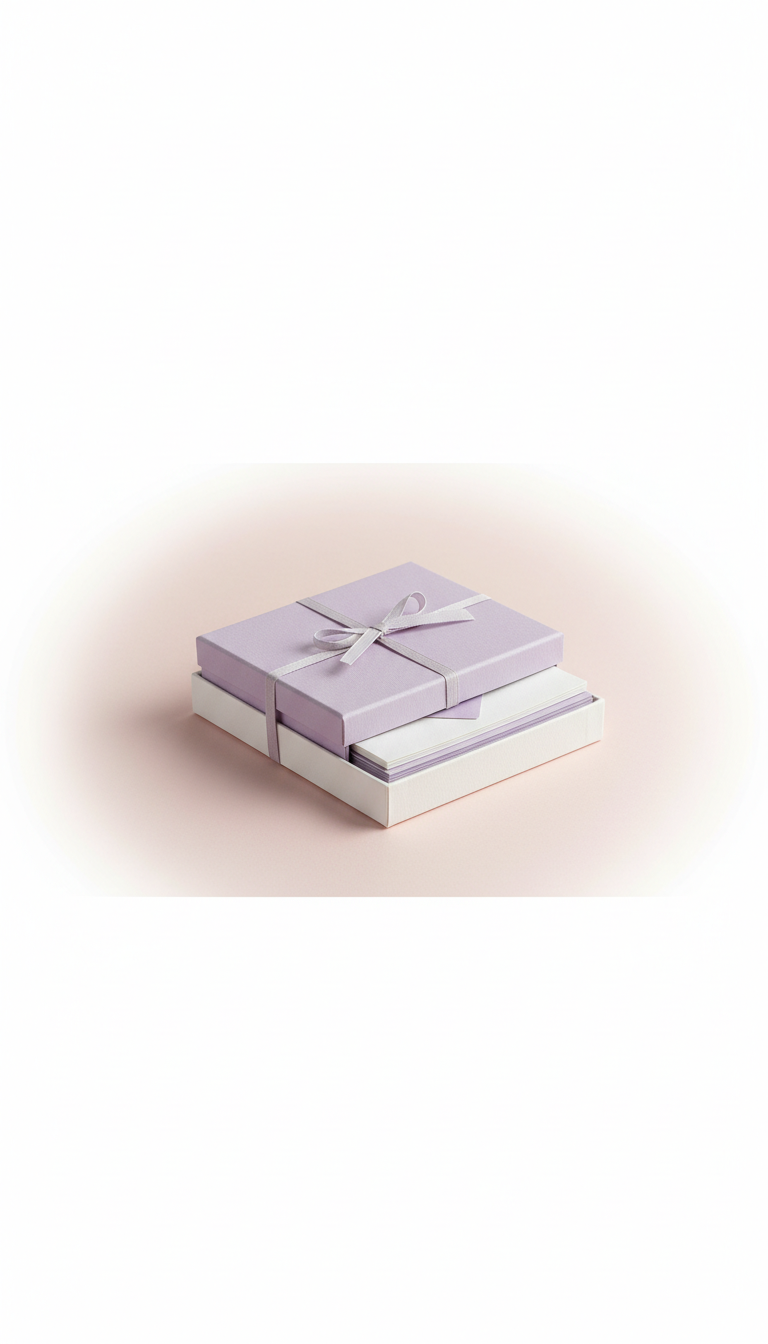 Handmade Stationery Set in Soft Lilac