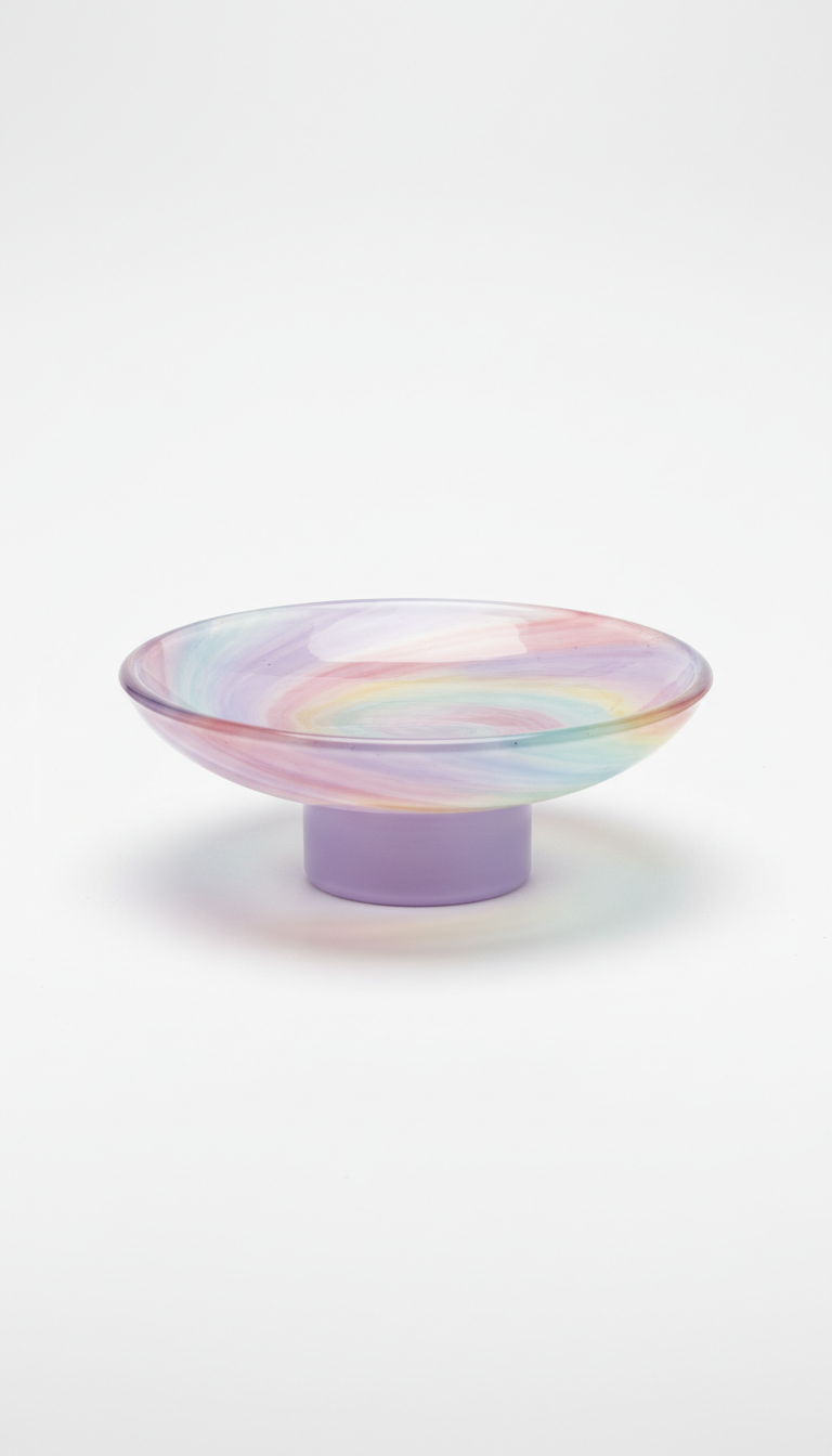 Artisan Glass Jewelry Dish with Iridescent Finish