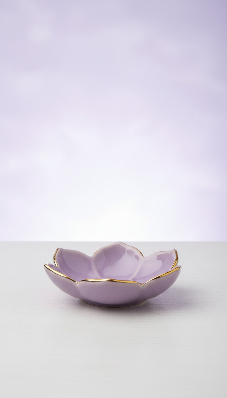 Ceramic Trinket Dish With Gold Rim