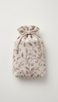 Embroidered Linen Keepsake Pouch With Floral Motif